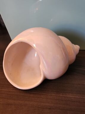 Iridescent Pink Ceramic Shell Vase - Decorative Home Accent